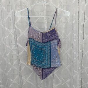 NEW Paisley Patchwork Spaghetti Strap Crop Top